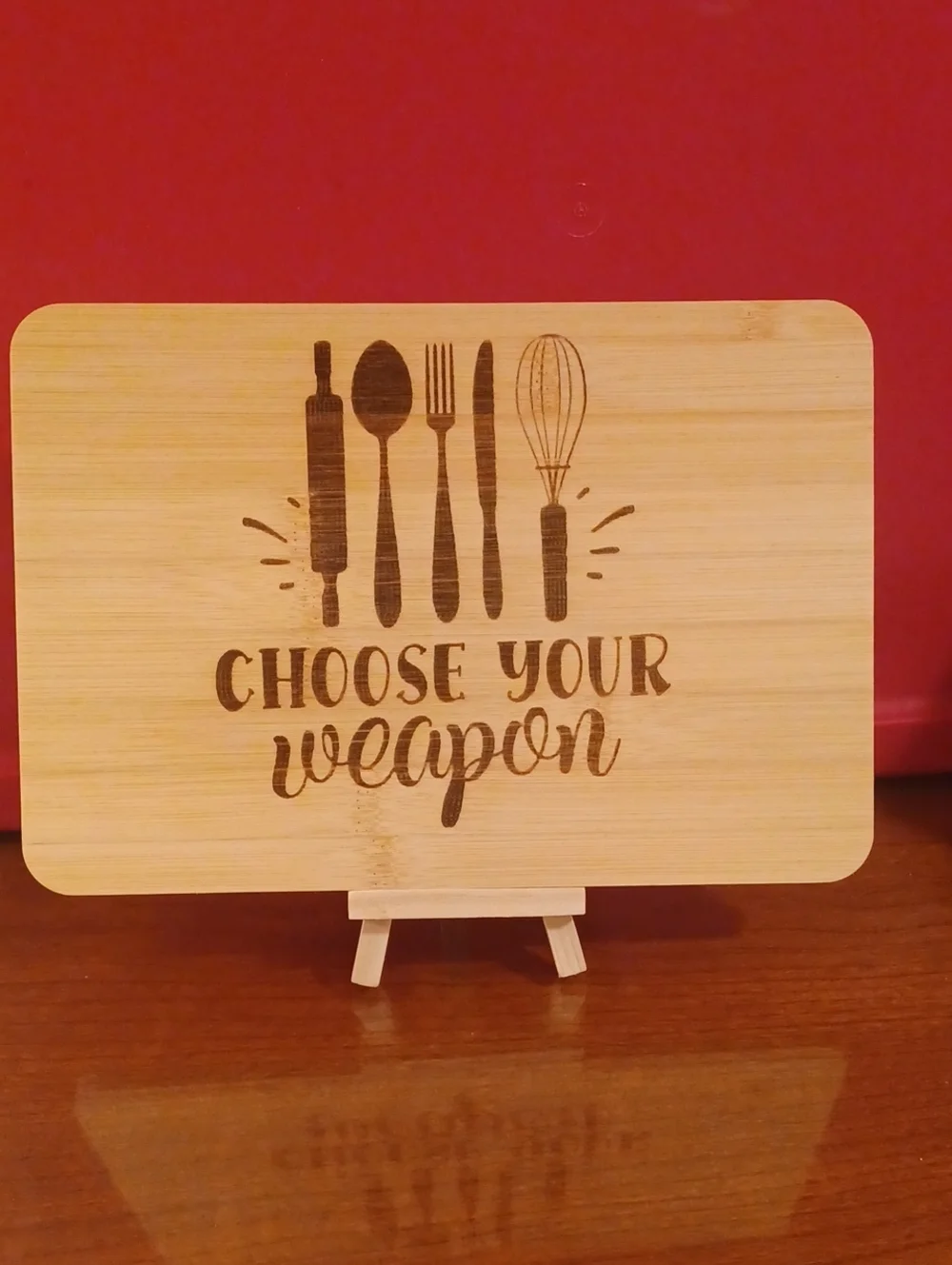 Choose Your Weapon Bamboo Cutting Board